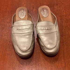 Gold Sperry loafers, size 7.5